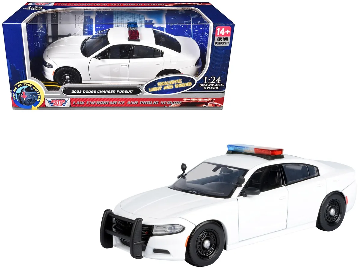 MOTORMAX MOTORMAX 2023 Dodge Charger Pursuit Unmarked White 1/24 Die-Cast Builder's Kit — product photo