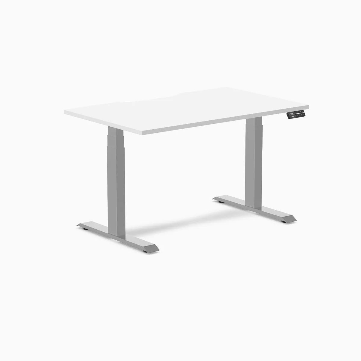 Desky Desky Dual Scalloped Laminate Sit Stand Desk White Grey 47.2 x 29.5 in — product photo