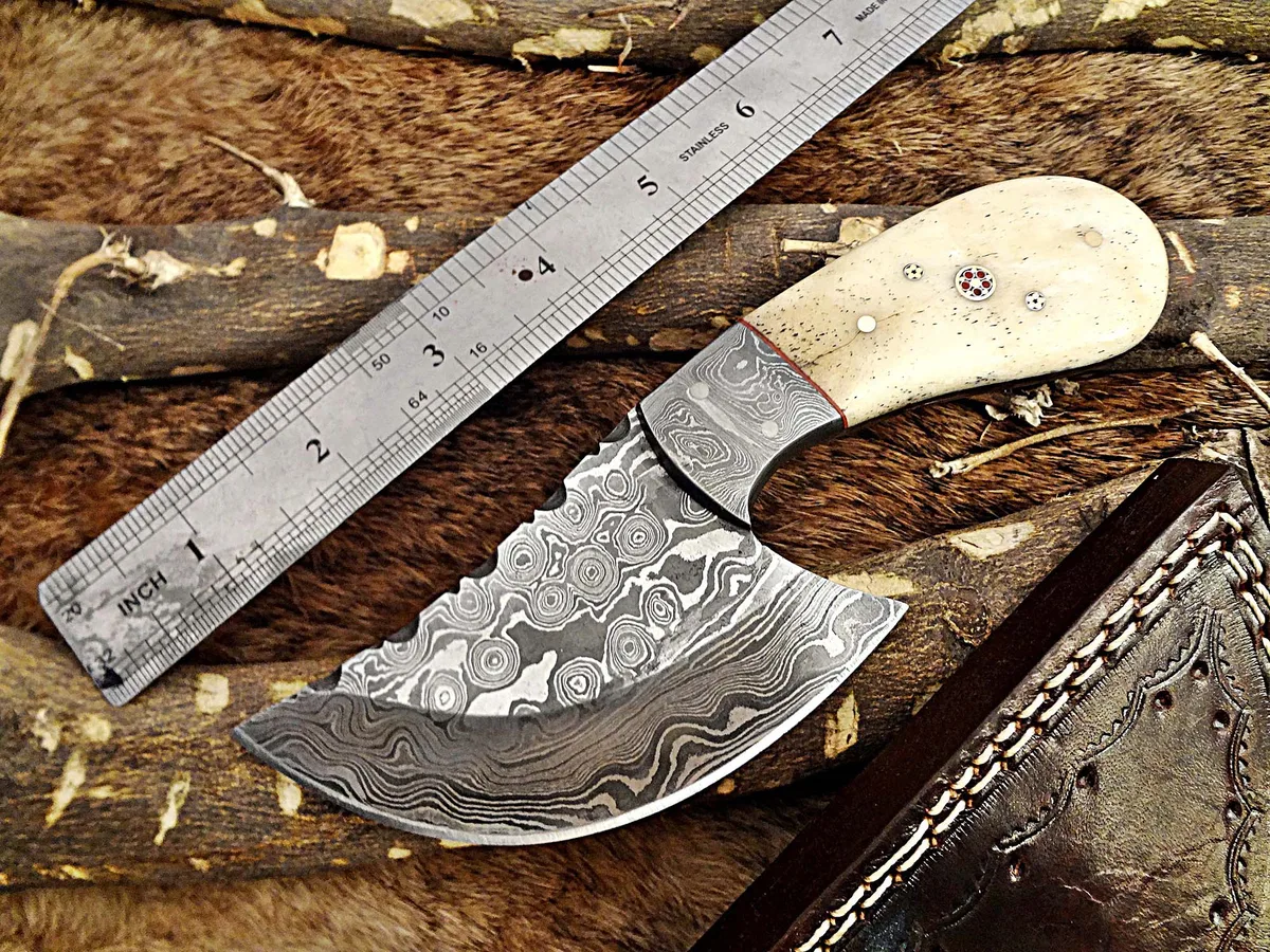 Damascus Depot Damascus Depot 7" Hunting Knife 3.5" Blade Camel Bone 465 Layer — product photo