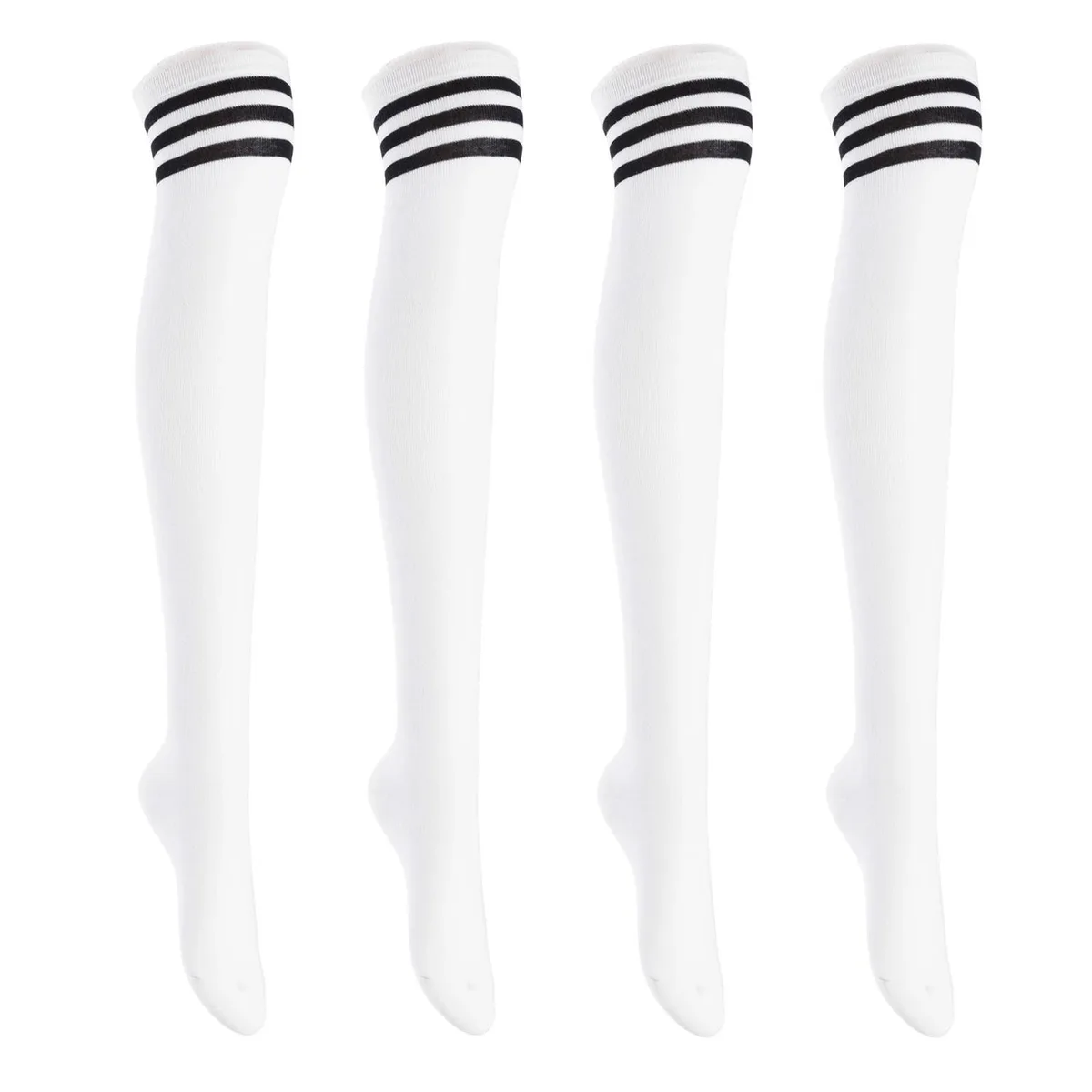 Lian LifeStyle Lian LifeStyle Women's Thigh High Cotton Socks LW1022 White Size 6-9 — product photo