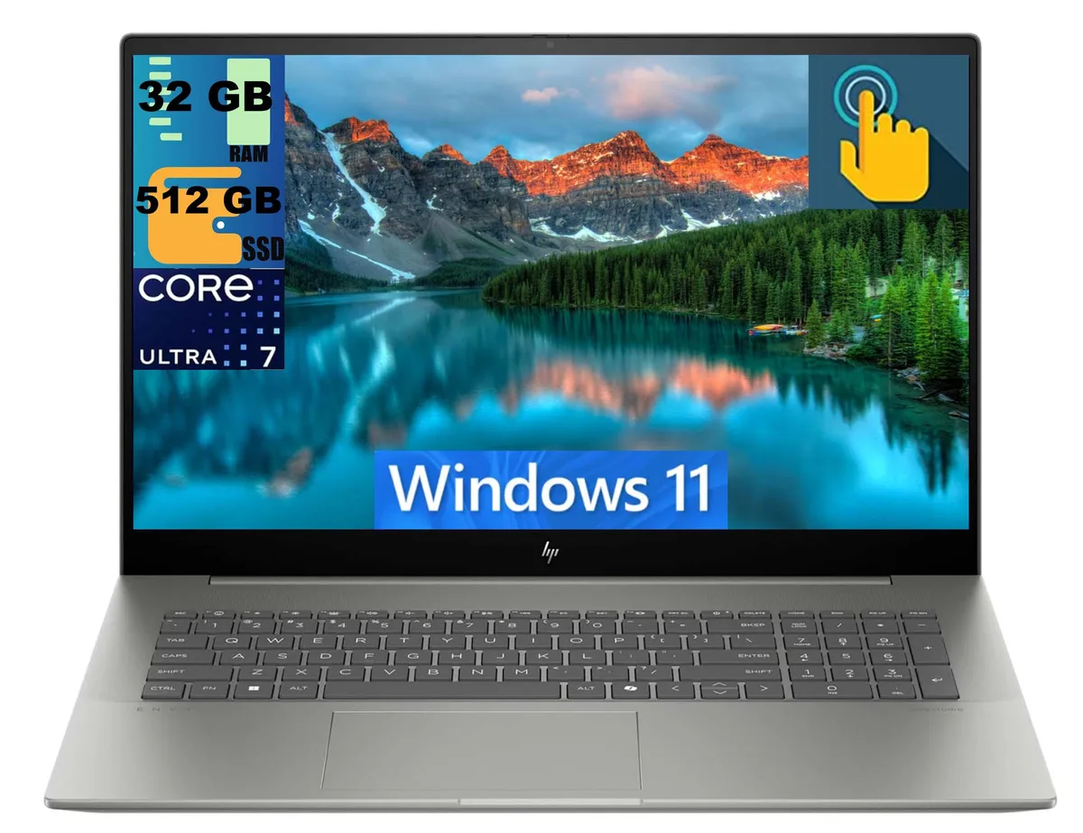 HP HP Envy 15 laptop 17.3" FHD touchscreen Core Ultra 7 155H 16-core 32GB 512GB PCIe SSD Gray — product photo