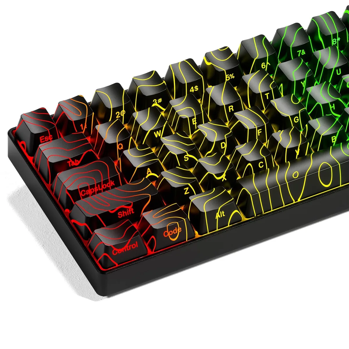 V2 Technologies V2 Technologies XVX Black Topographic Shine Through Keycaps 118 keys 2 in 1 accessory — product photo