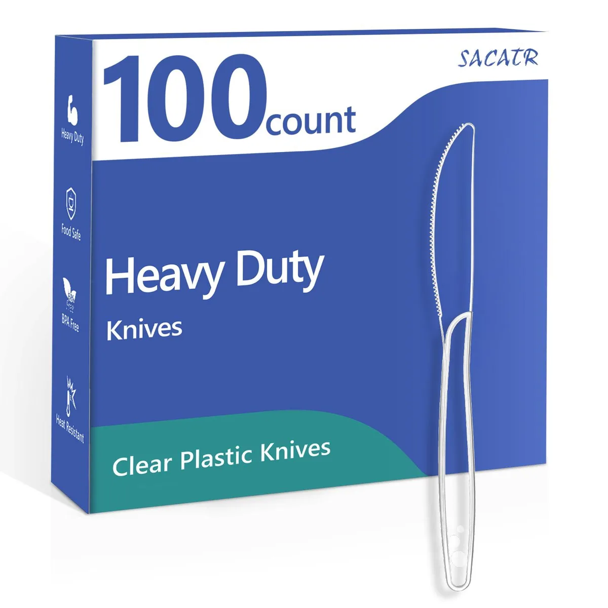 100 clear disposable plastic knives 7.7 inches
