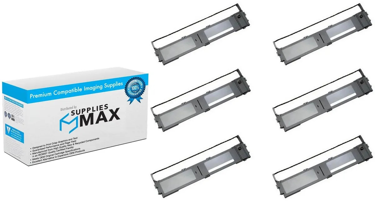SuppliesMax SuppliesMax D30L-9001-0269 Black Printer Ribbon 6 Pack — product photo