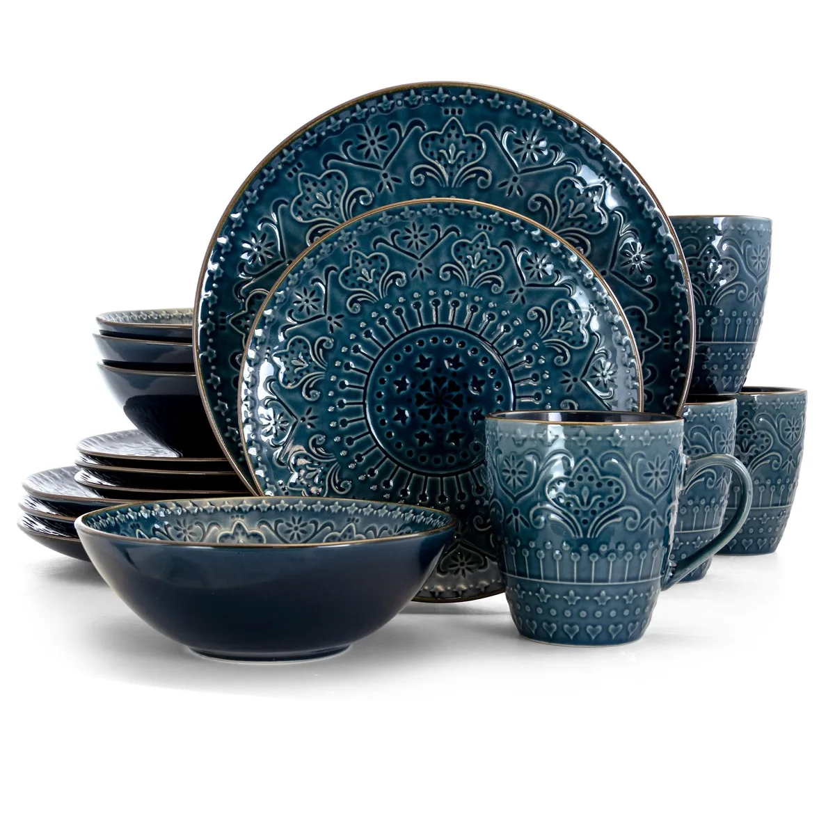 Elama Elama Deep Sea Mozaic 16 Piece Stoneware Dinnerware Set — product photo