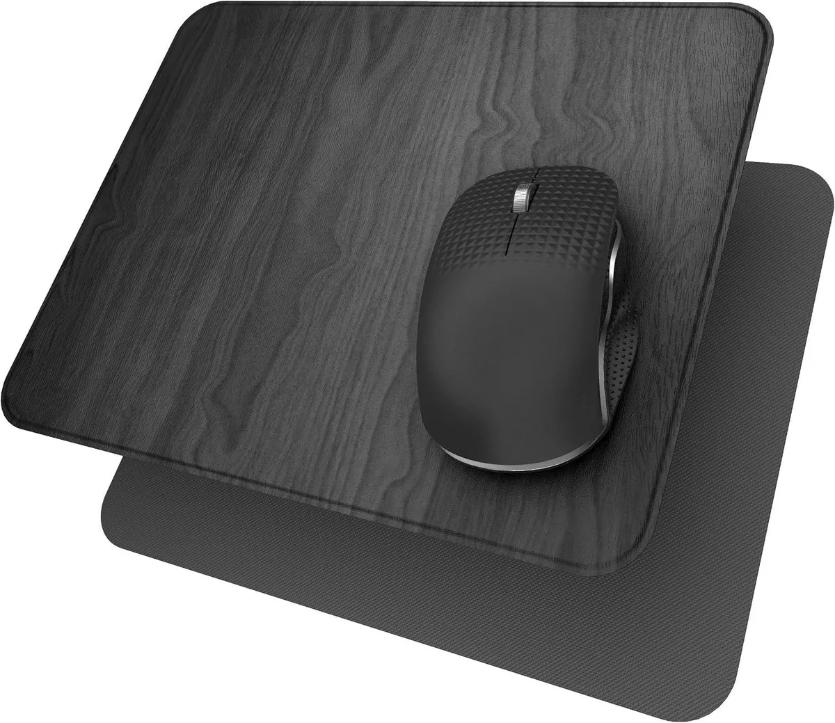 BAOFENG BAOFENG Hard Mouse Pad Ultra Thin Wood-Textured PU Leather Grey — product photo