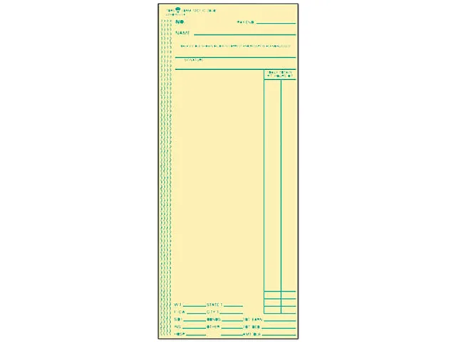 Box of 500 green-printed manila weekly time cards