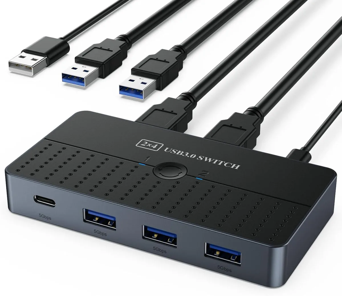 Hitoor Hitoor USB 3.0 KVM Switch 2 in 4 Out 5Gbps Aluminum — product photo
