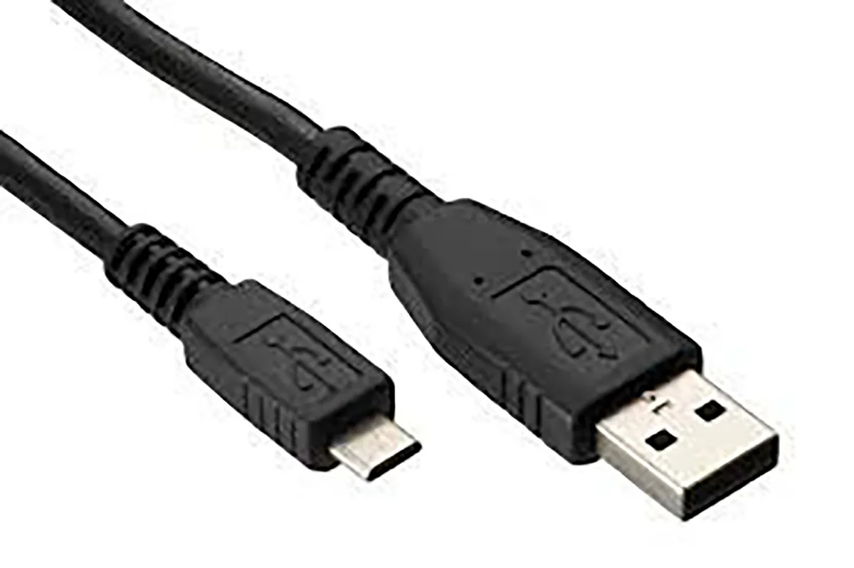 Short nickel-plated USB to Micro-USB cable, 1.5 ft
