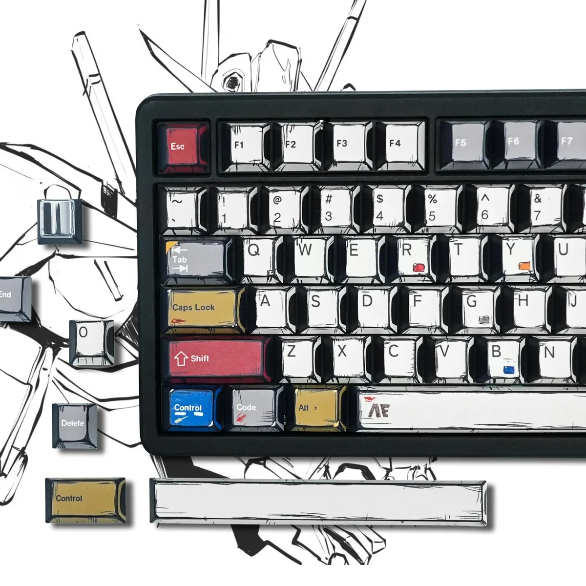Womier Womier Retro Anime PBT Keycaps Cherry Profile 141 Keys White Colorful — product photo