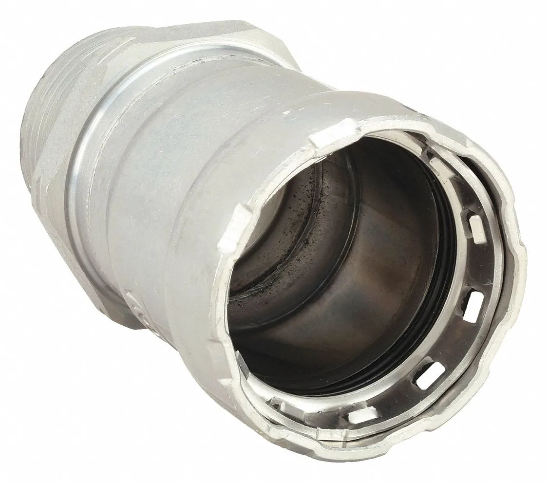Straight zinc nickel-plated steel press-fit adapter with EPDM O-ring