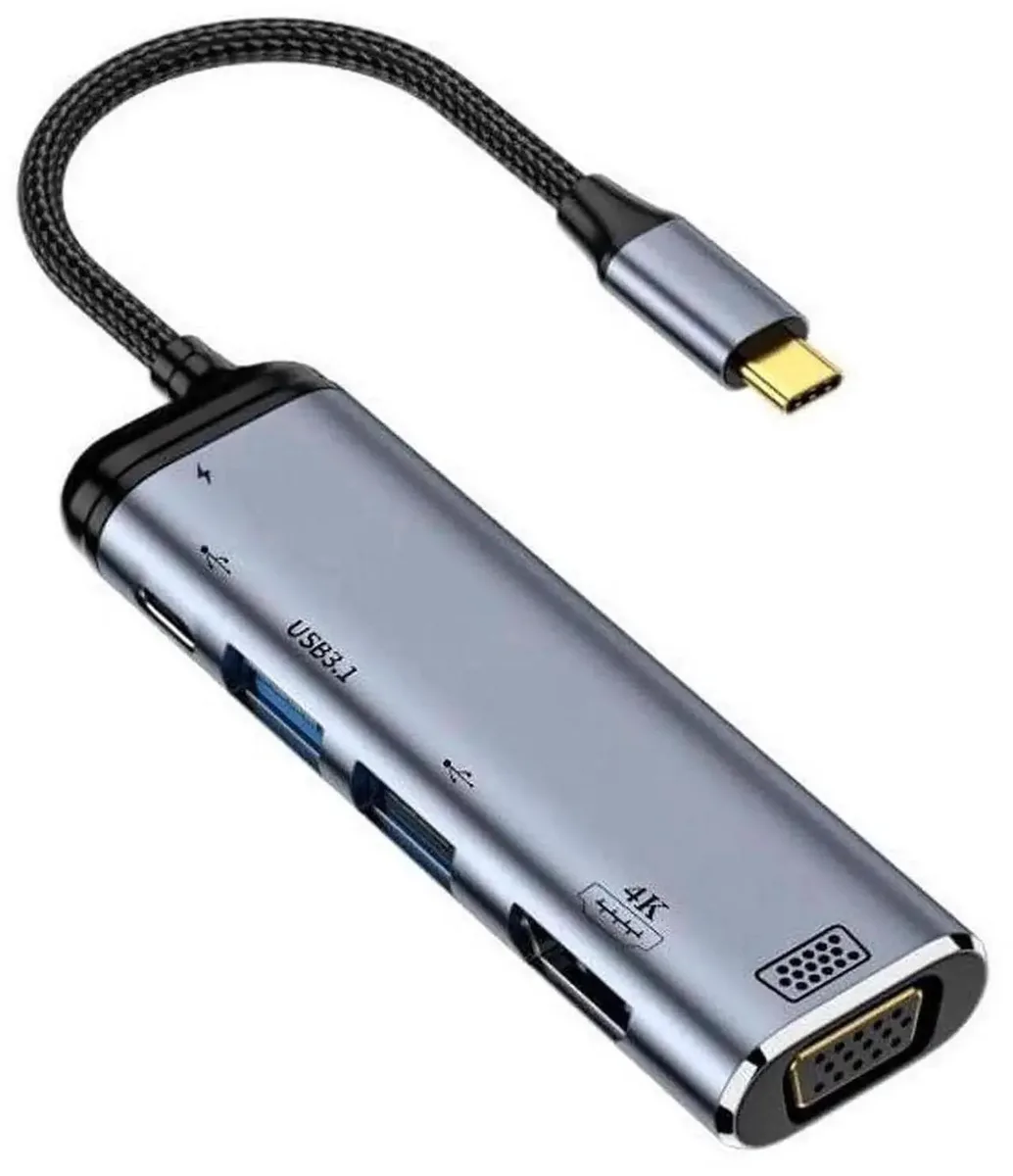 SMUGDESK SMUGDESK USB-C Multiport Adapter 4K@60Hz HDMI VGA 1080P USB 3.0 100W PD — product photo