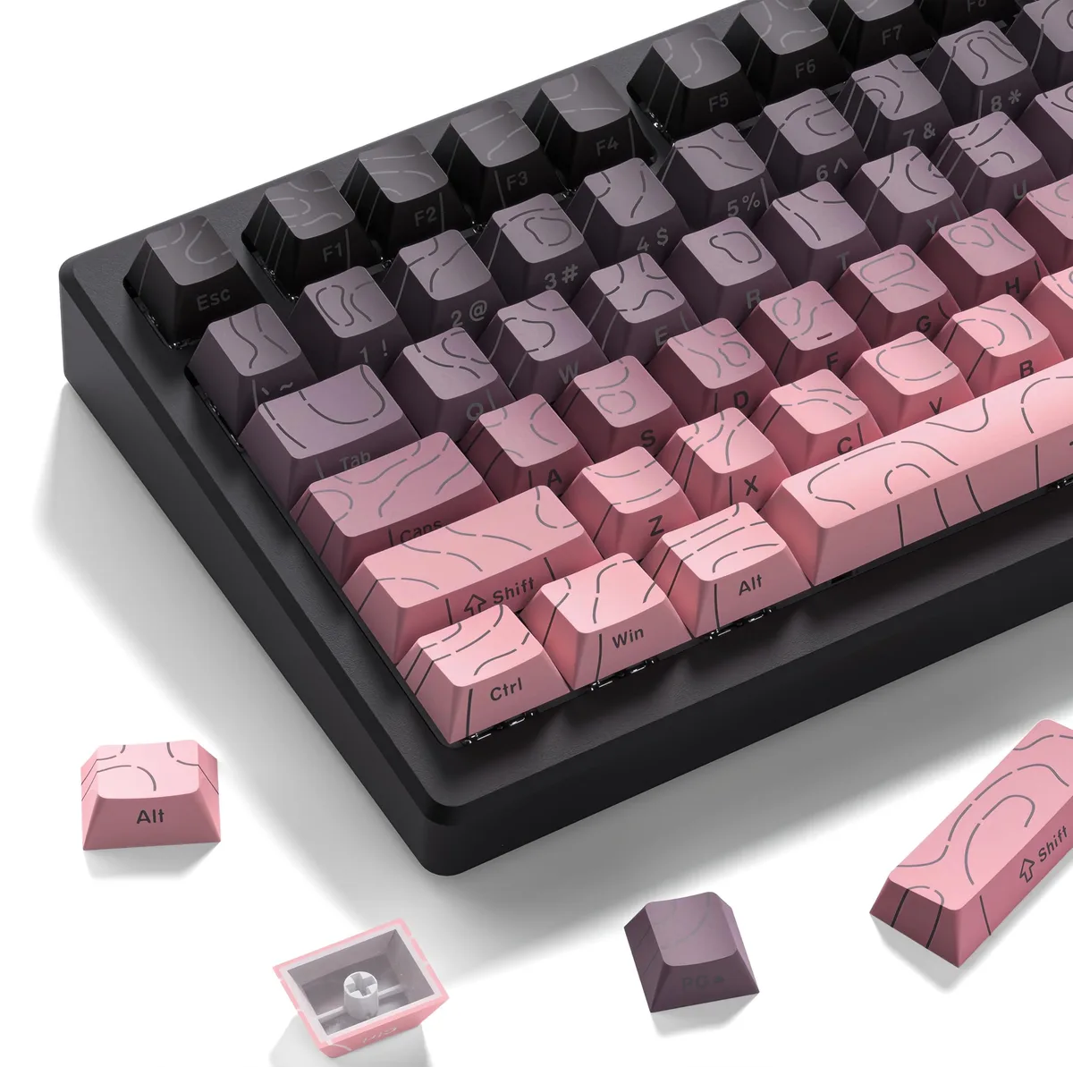 Womier Womier Pink Grey Topographic 3.0 Keycap Set 98 Keys Cherry Profile — product photo