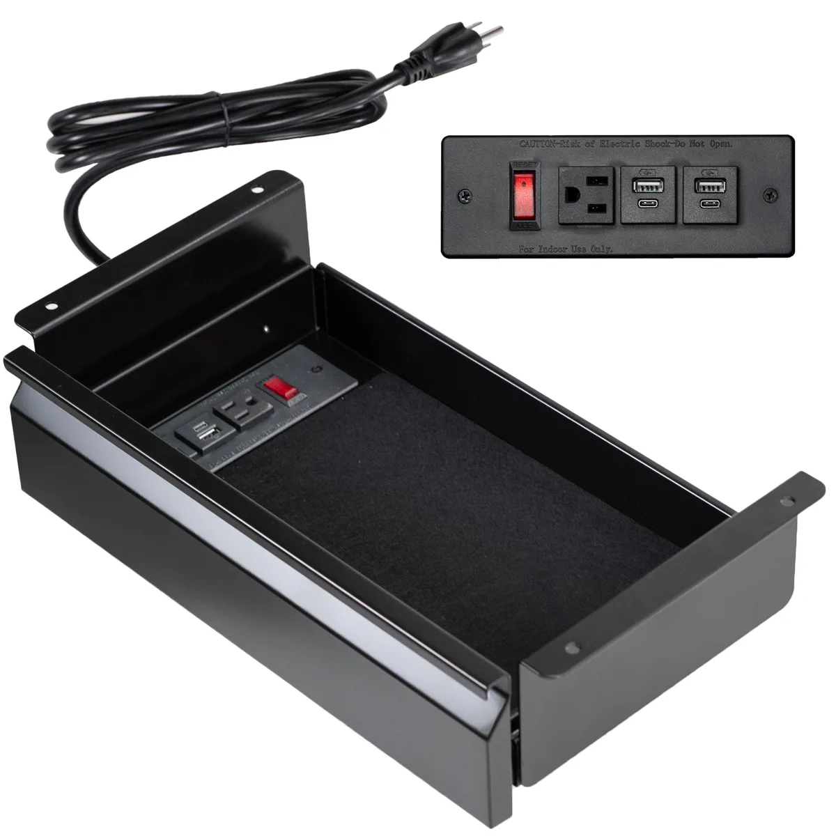 VIVO VIVO 16" Under Desk Storage Drawer with Power Strip Black — product photo