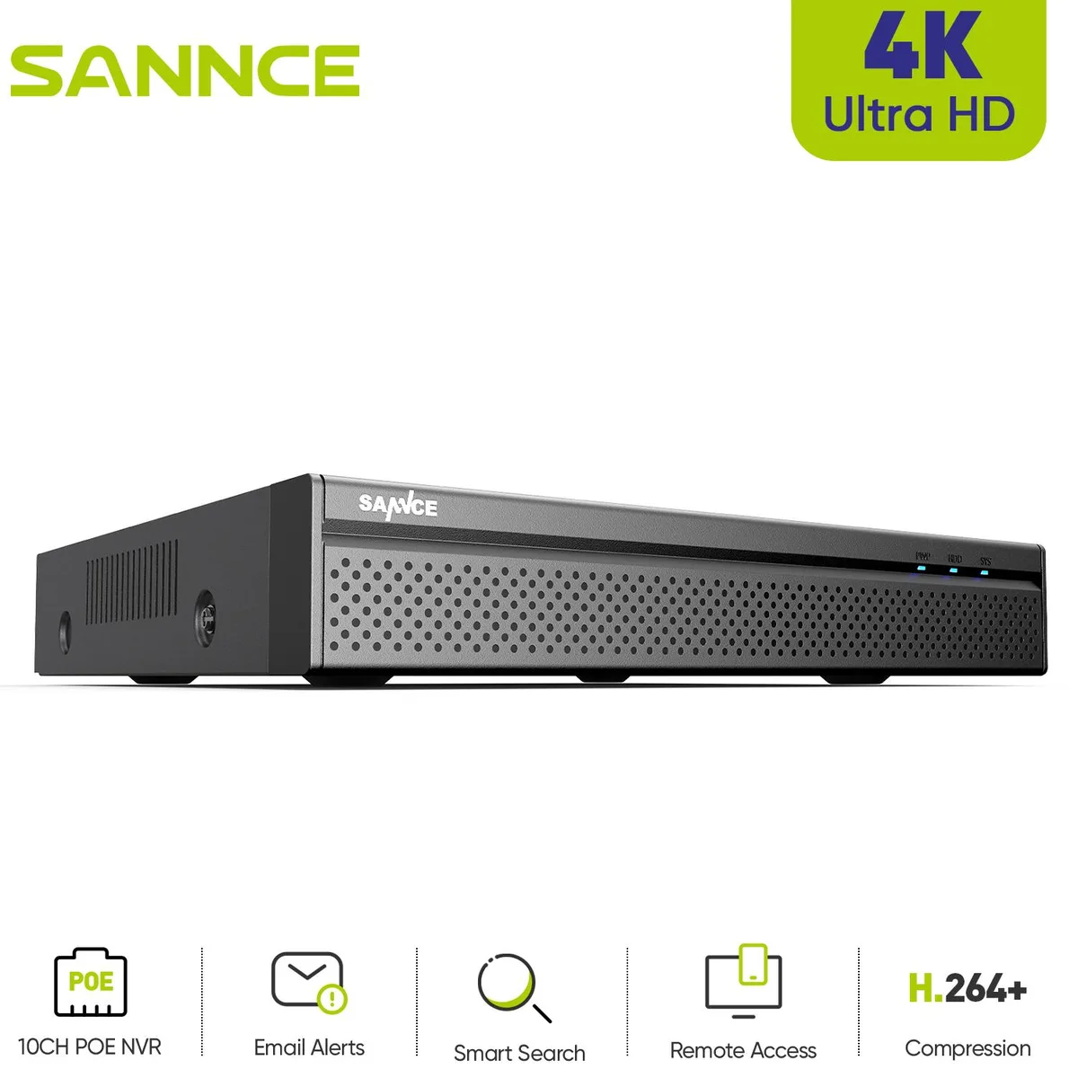 SANNCE SANNCE N98PBD 4K 8CH H.265+ PoE NVR Surveillance Security System — product photo