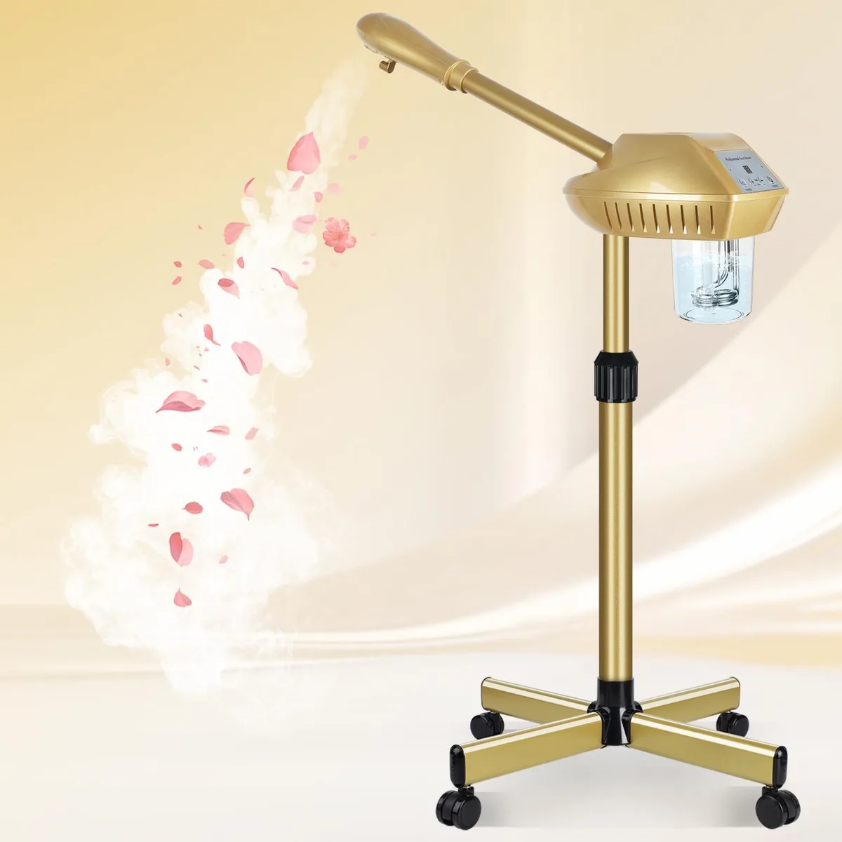  FWOD BIBTO Professional Facial Steamer Gold 36-51" 360° 5-30 min Timer Ozone — product photo