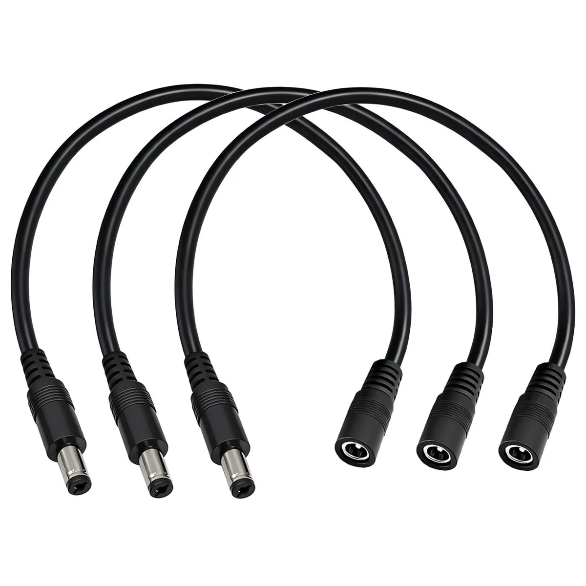 GGIPOWY GGIPOWY-DC5521-1FT 18AWG 5.5mm x 2.1mm Male-to-Female Power Extension Cord 3-Pack — product photo