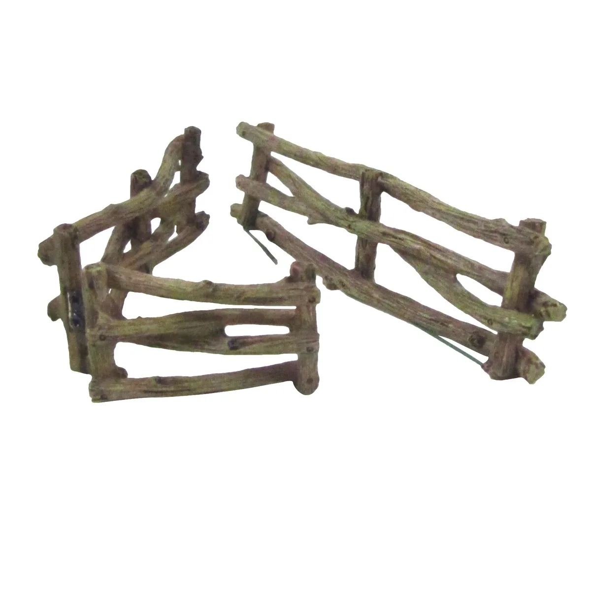 Twelve small wooden fence panels with twig detail