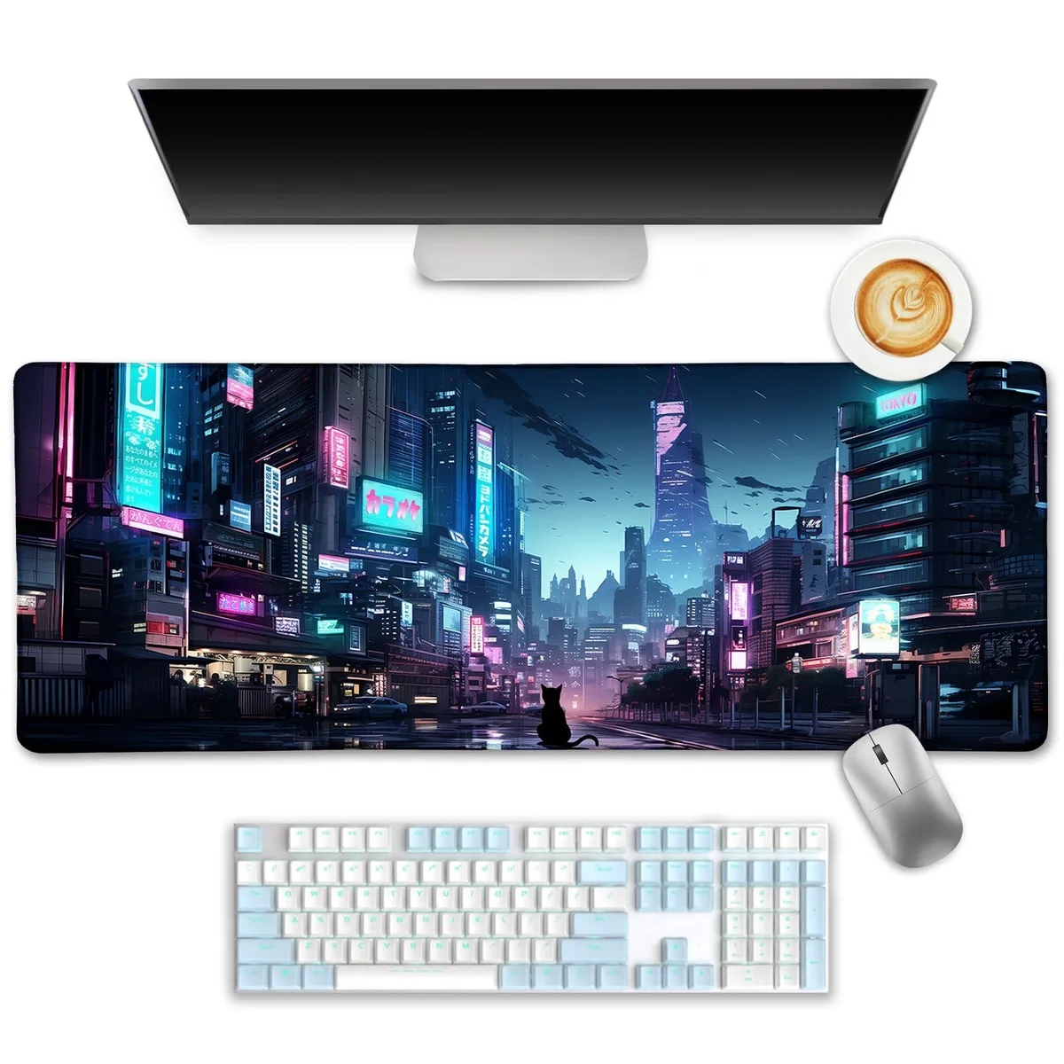  LIMKRIAN J-MOUA157-2 Neon Tokyo Mouse Pad 31.5x11.8 in — product photo