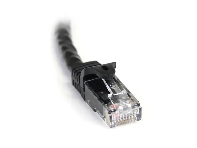Black Cat6 snagless patch cable 75 ft with molded RJ45 connectors