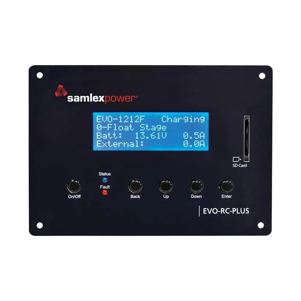 Samlex America programmable remote with 4-row LCD in metal enclosure, includes 10M data cable