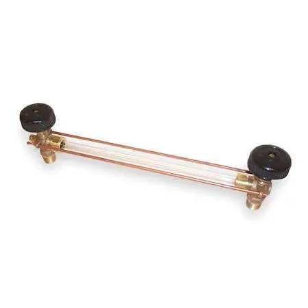 Bronze water gauge with glass tube and two guard rods