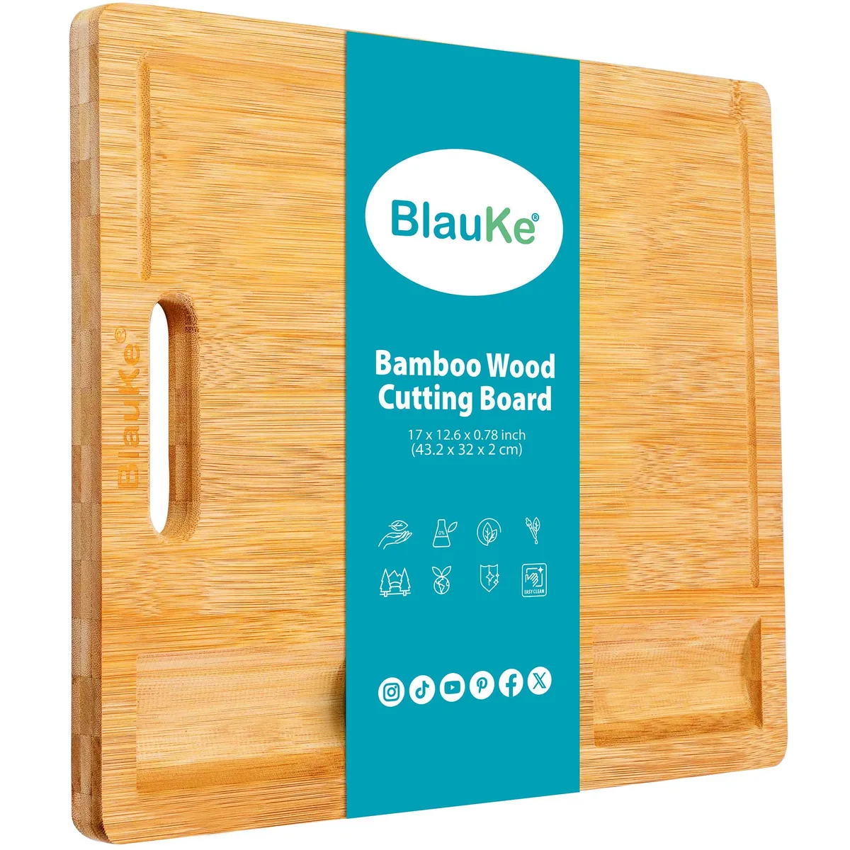 BlauKe BlauKe 17x12.6 inch Bamboo Cutting Board with Juice Groove and Containers — product photo