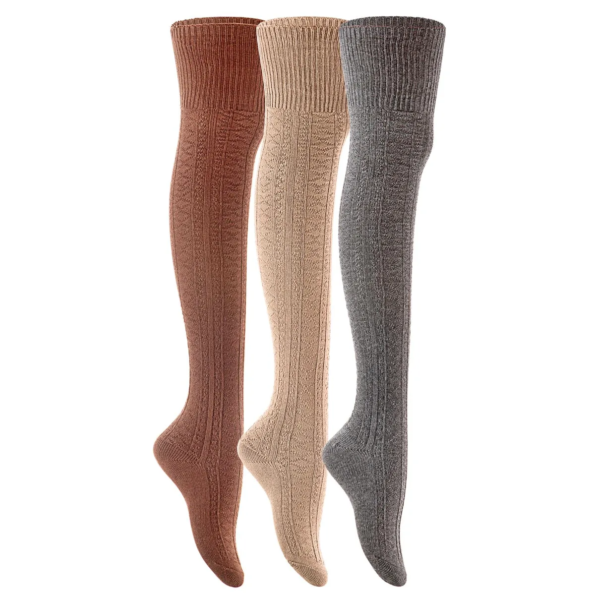 Lian LifeStyle Lian LifeStyle thigh-high socks 3 pairs multicolor size 6-9 — product photo