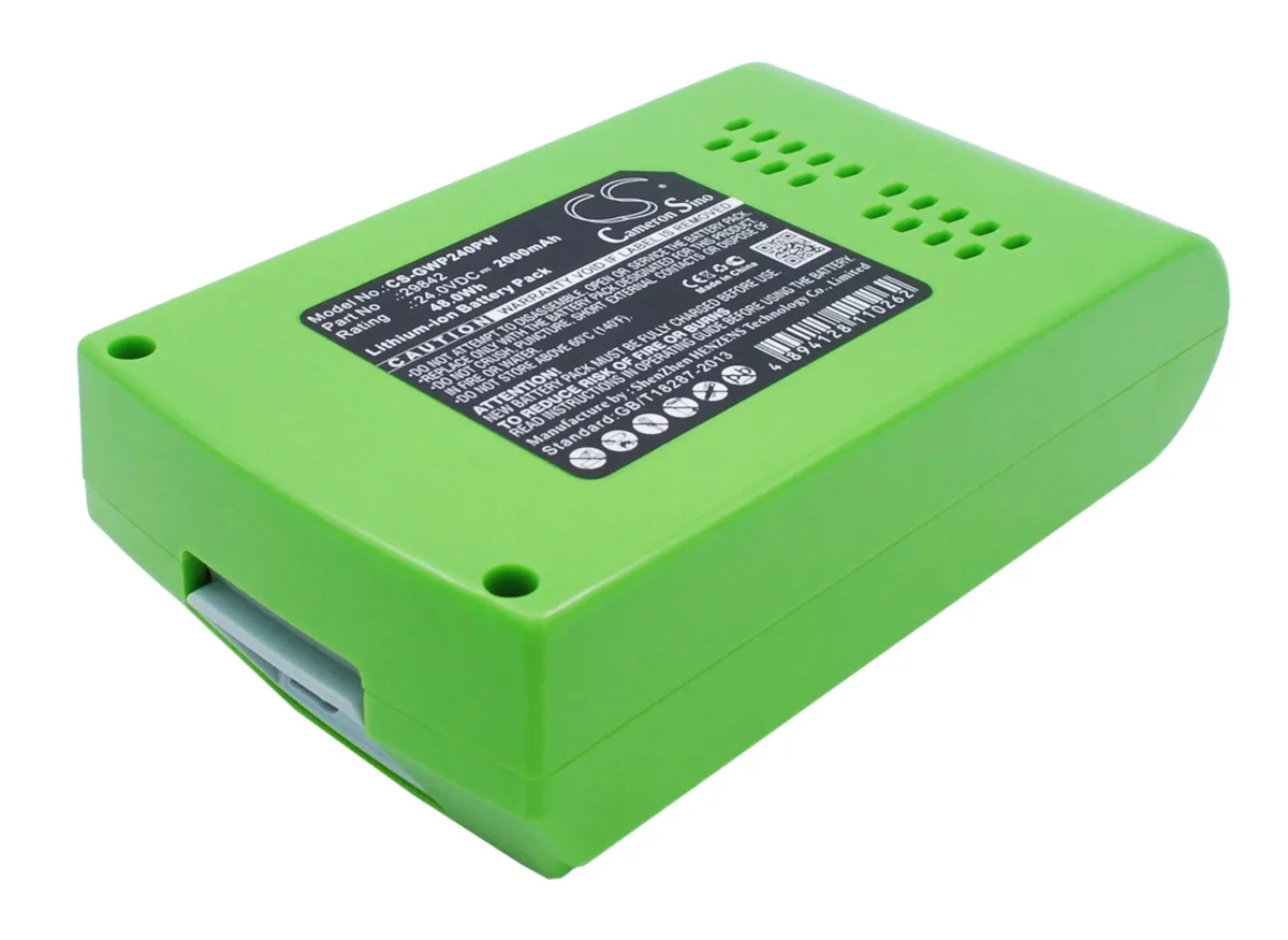 Rectangular black replacement battery with label showing model numbers 24 32