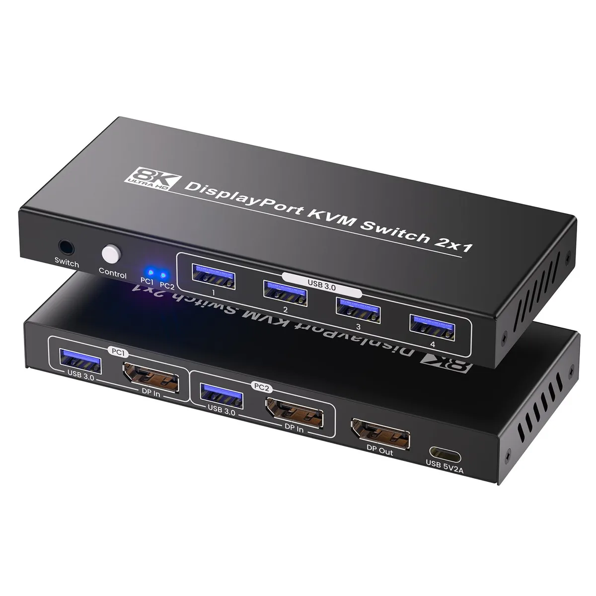  TRENDnet KVMSW0001 DisplayPort KVM Switch 8K@60Hz 4K@120Hz 2 Port USB 3.0 Hub — product photo
