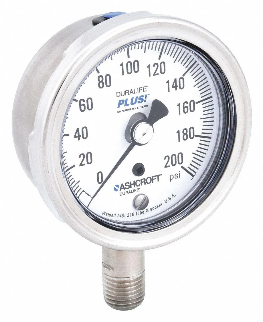 Ashcroft Ashcroft 251009SW02LXLL 200 psi 2 1/2 in pressure gauge — product photo