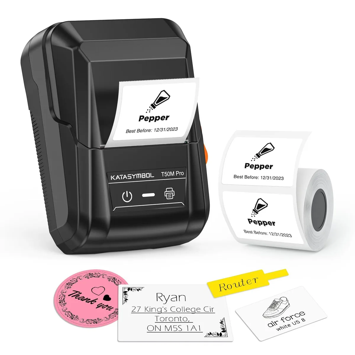Black rectangular label maker with Bluetooth, 15.0 x 11.0 x 6.5 in