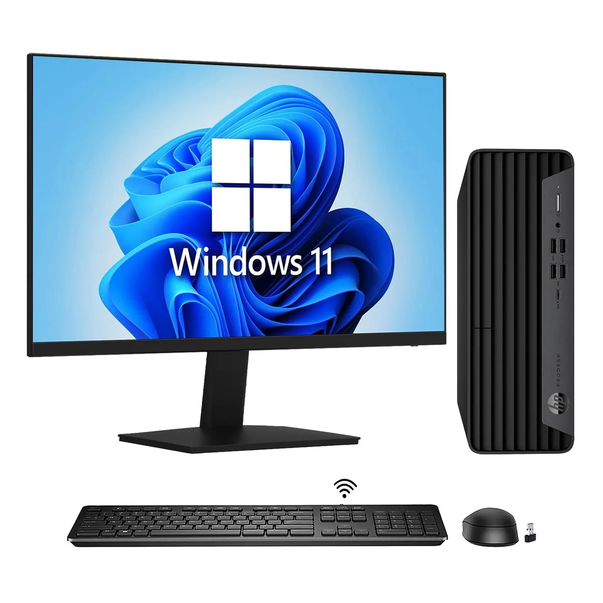 HP HP ProDesk 600 G6 SFF desktop PC with 24-inch FHD monitor, i5-10500, 16GB DDR4, 1TB NVMe — product photo