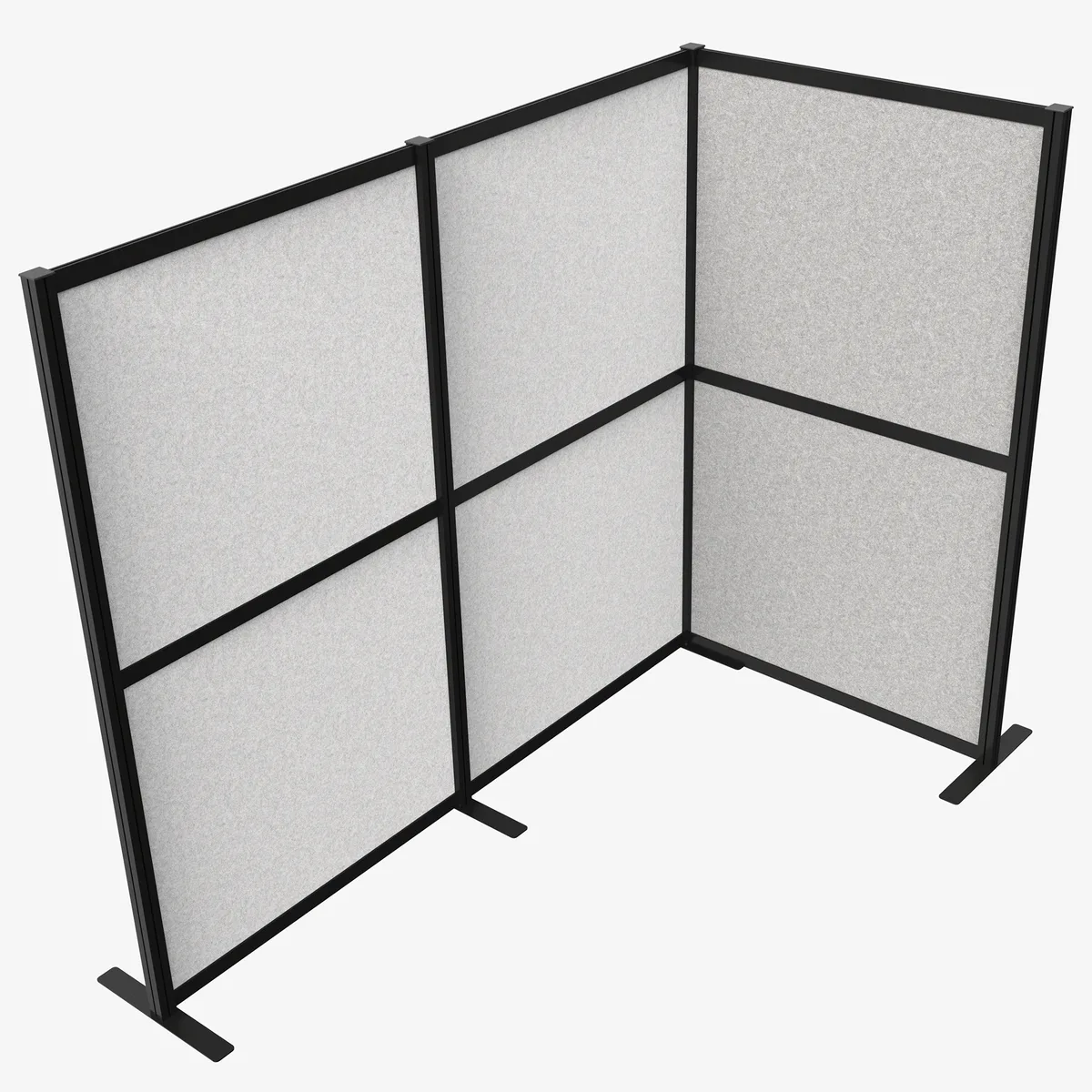 VIVO VIVO L-Shaped Modular Wall System 3 Panels Light Gray Black Frame office furniture — product photo