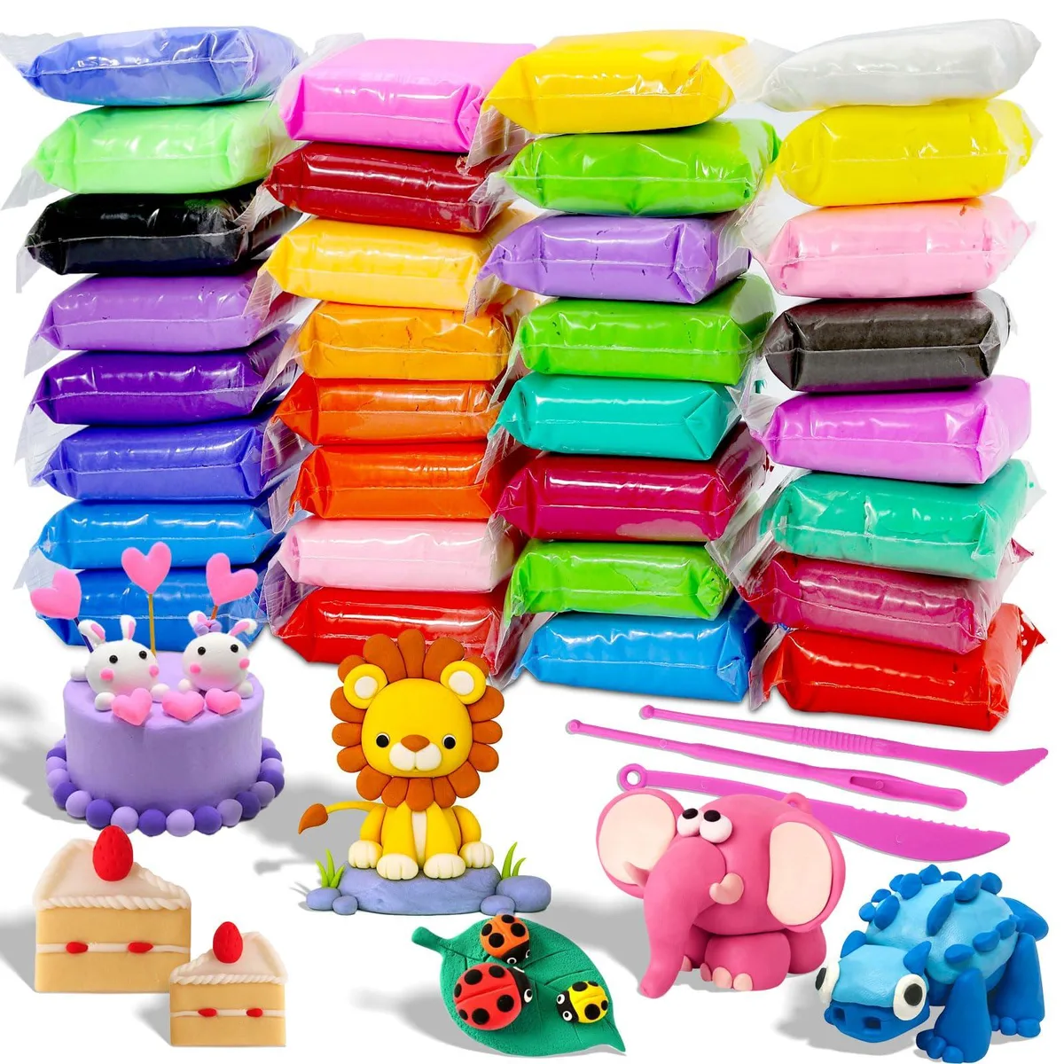  MuseLuxe Clay-001 Air Dry Clay 32 Colors Kit with 3 Sculpting Tools — product photo