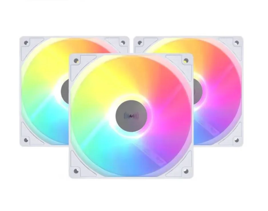 BFKK BFKK 120mm ARGB AURA SYNC Case Fan White 3Pack 58.36CFM 29dBA — product photo