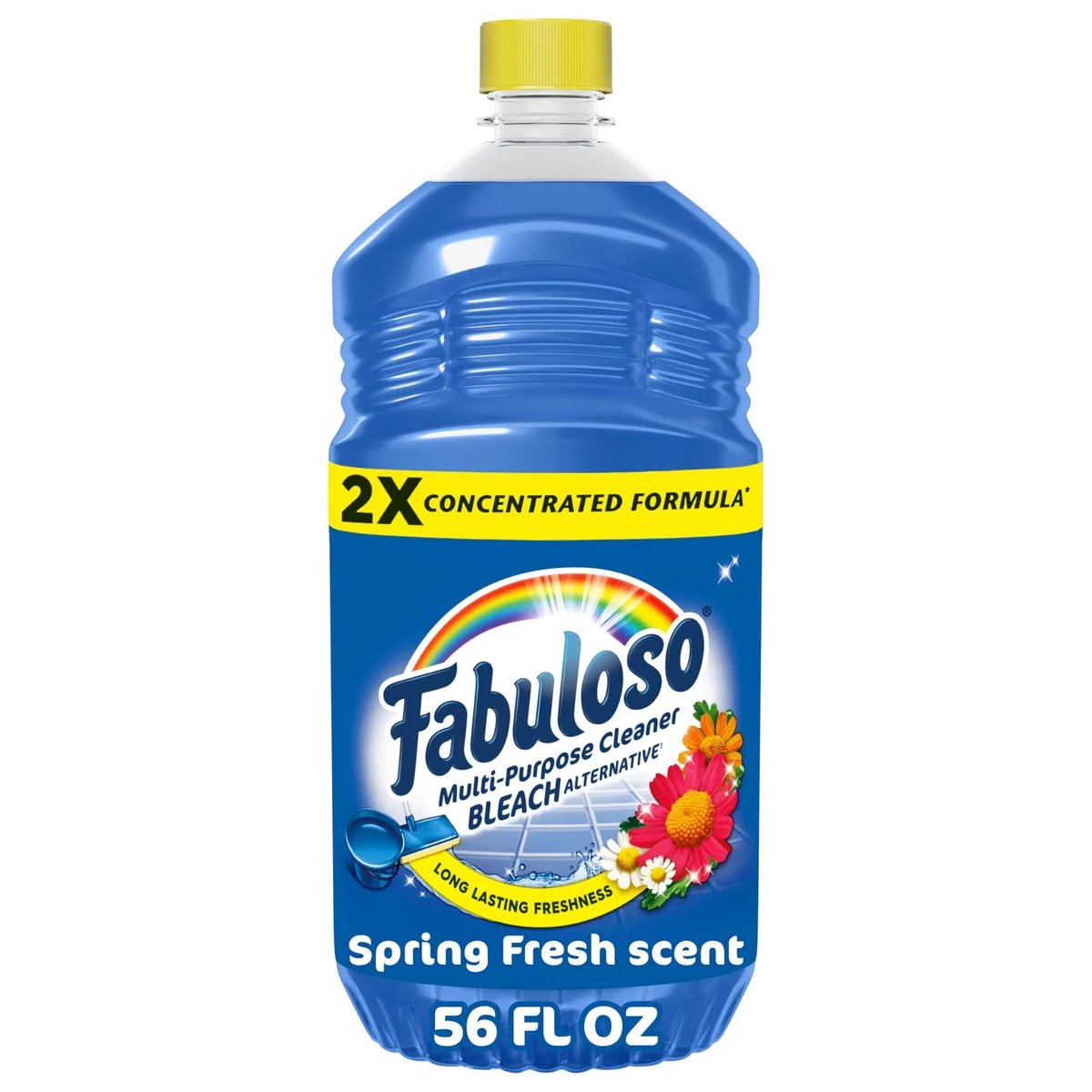 A 56 oz clear plastic bottle with purple liquid and a white cap