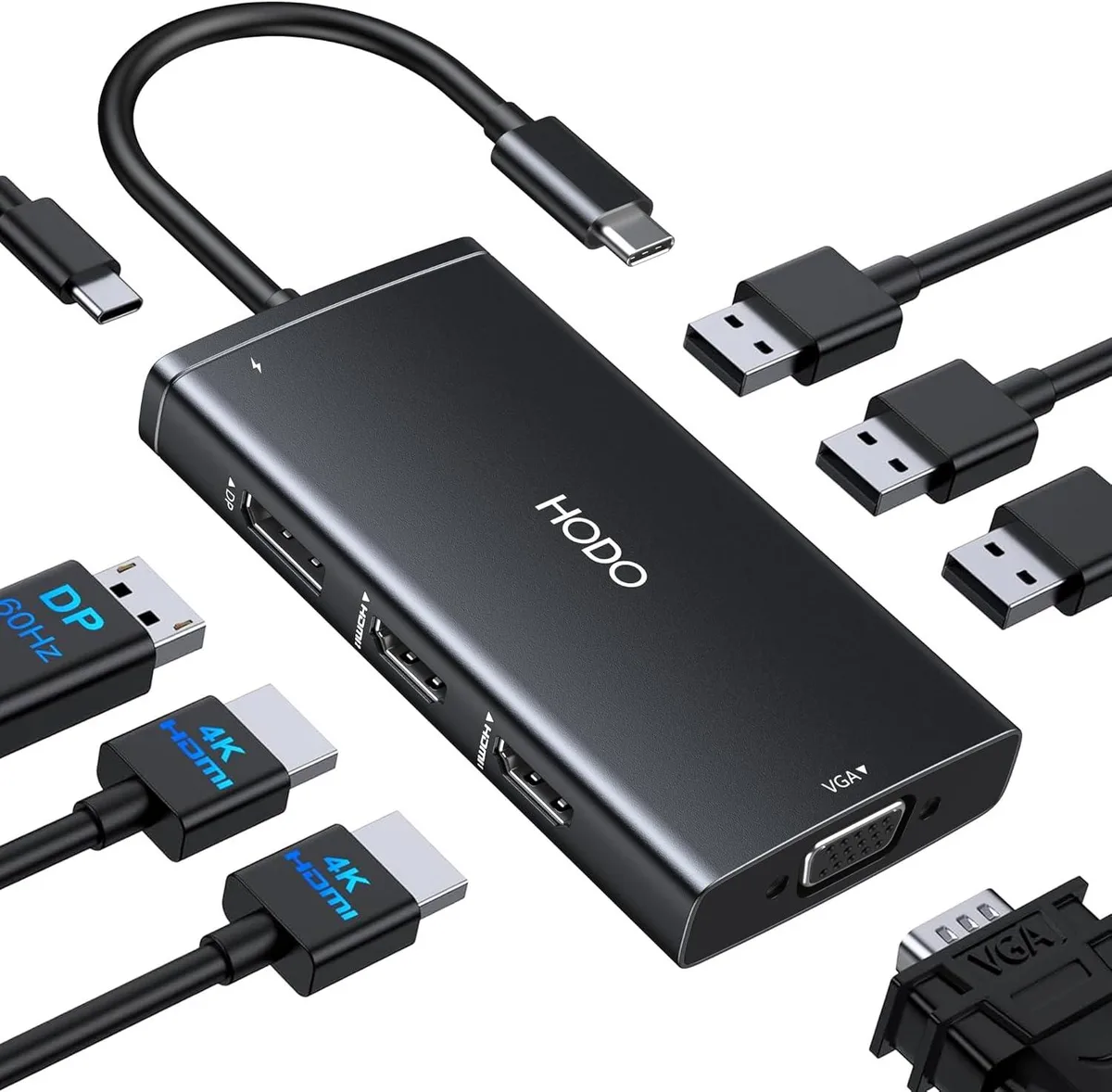 BFKK BFKK USB-C Docking Station 8-in-1 4K HDMI DP VGA 3×USB 2.0 100W PD — product photo