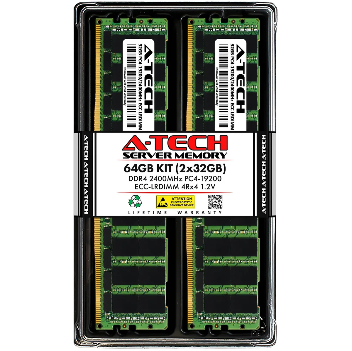 A-Tech A-Tech 64GB (2x32GB) DDR4 2400 ECC LRDIMM 4Rx4 288-Pin Server RAM — product photo