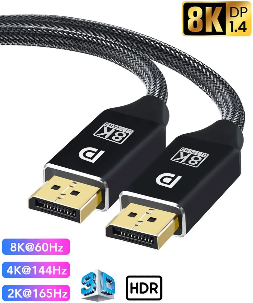 Jansicotek Jansicotek DP28 DisplayPort 1.4 cable 3.3ft 32.4Gbps 8K60Hz 4K144Hz 2K240Hz — product photo