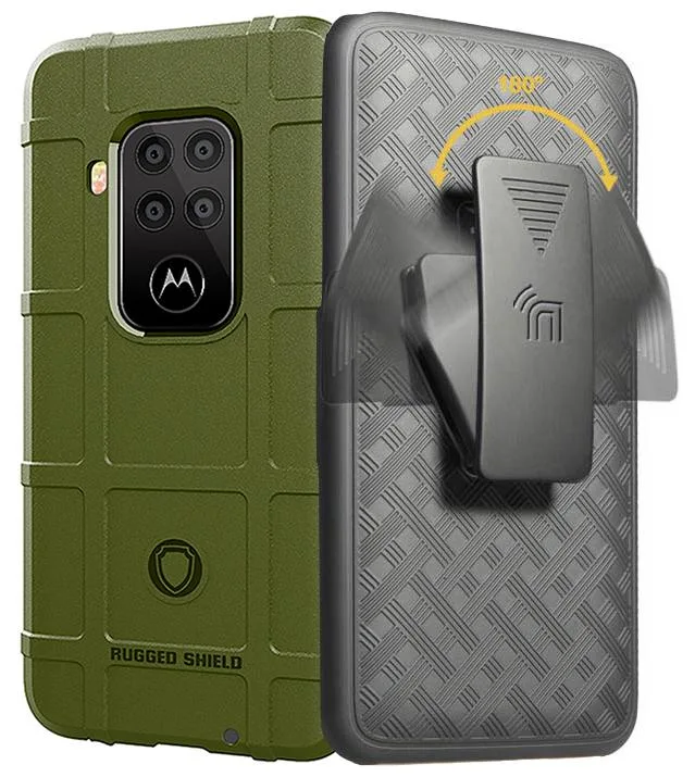 Nakedcellphone Nakedcellphone Rugged Shield Tactical Case + Belt Clip Olive Green for Motorola One Zoom — product photo