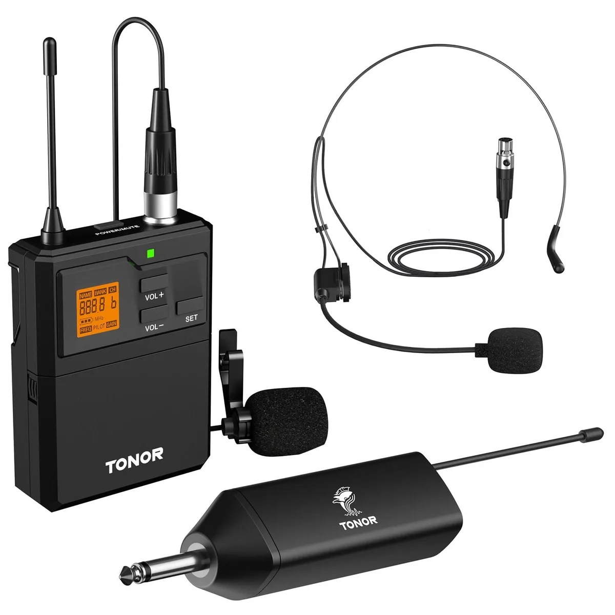  TONOR TW621 Wireless Microphone System 15 Channels 60 m Range 6.35 mm Jack — product photo
