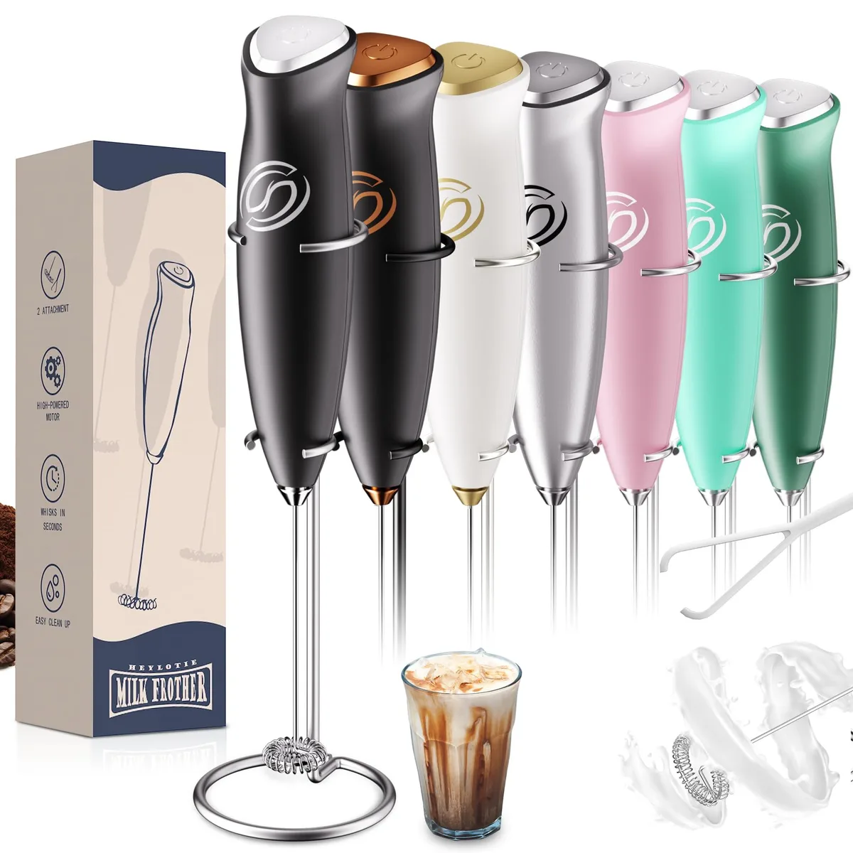 Brentwood MFB-S HeyLotie Milk Frother with Stand Black — product photo