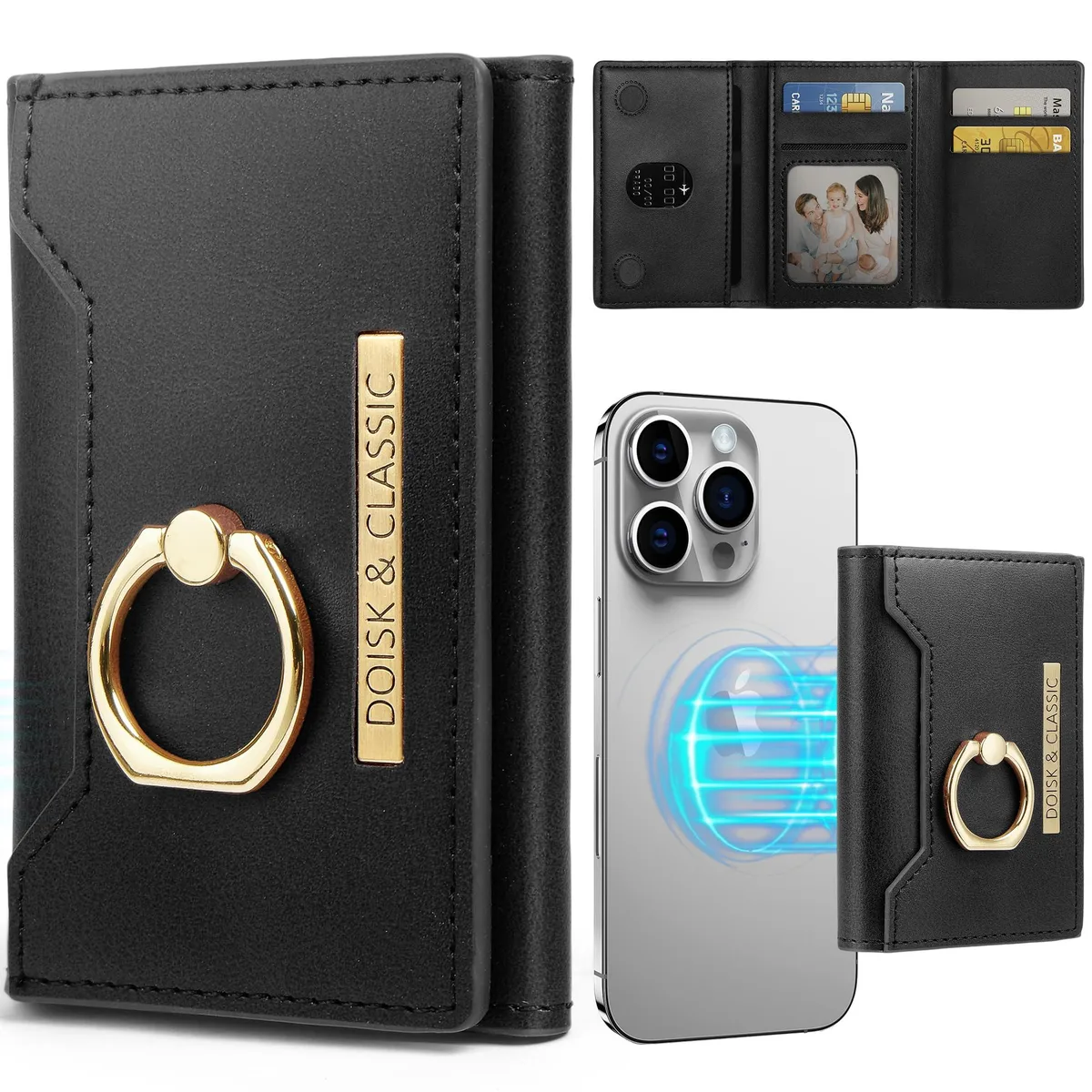 Hinpia MagSafe Wallet 6 Card Slots RFID Black iPhone 12 13 14 15 16 — product photo