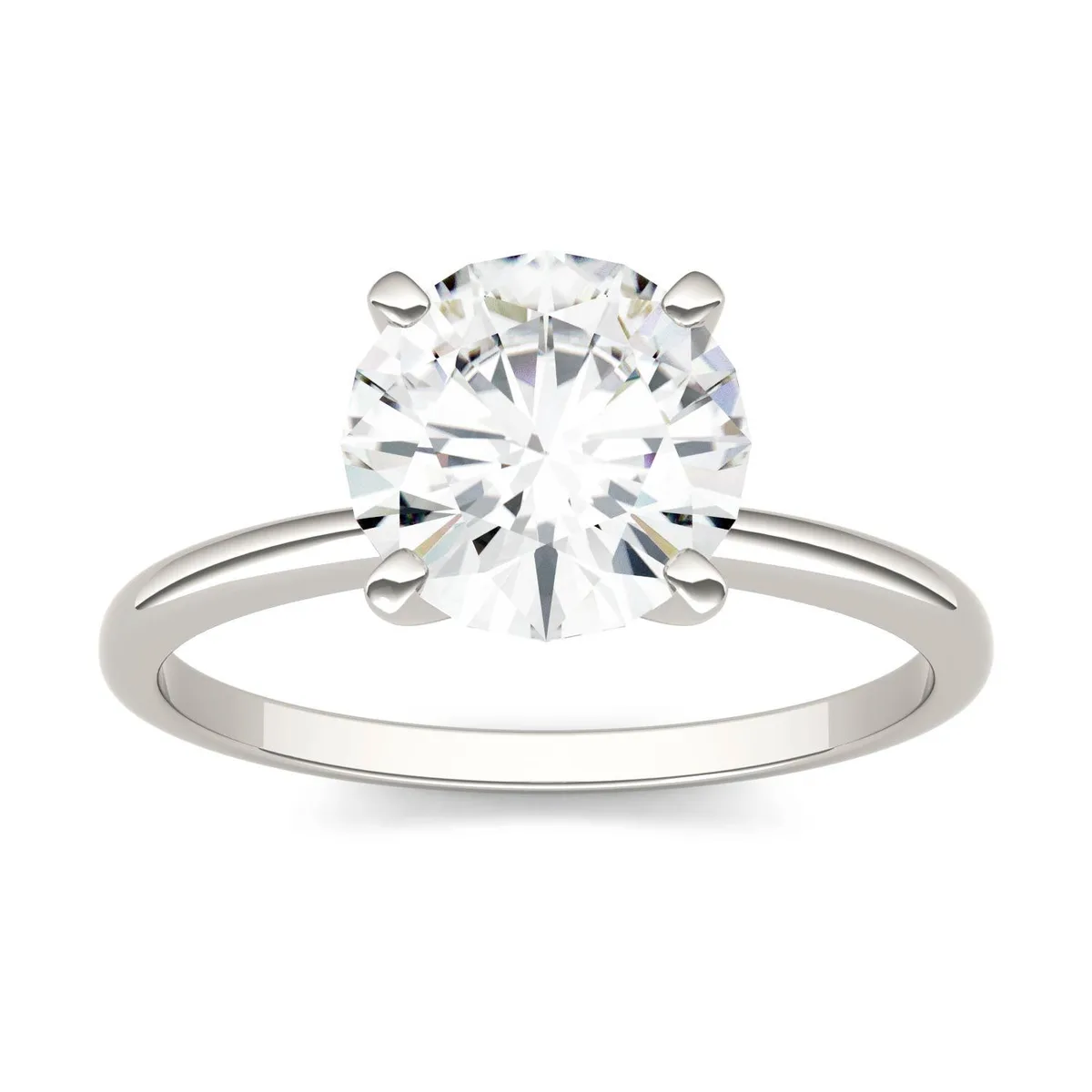 Charles &amp; Colvard Charles &amp; Colvard 8mm Round Moissanite Engagement Ring 1.90ct DEW size 5 14K White Gold — product photo