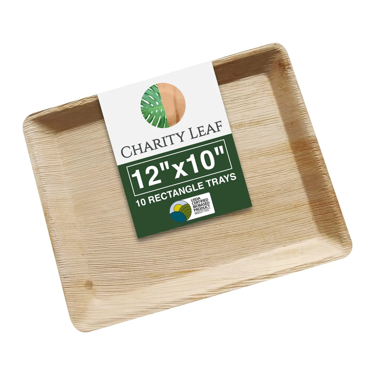 White rectangular tray with brown rim, 12 by 10 inches, pack of 30