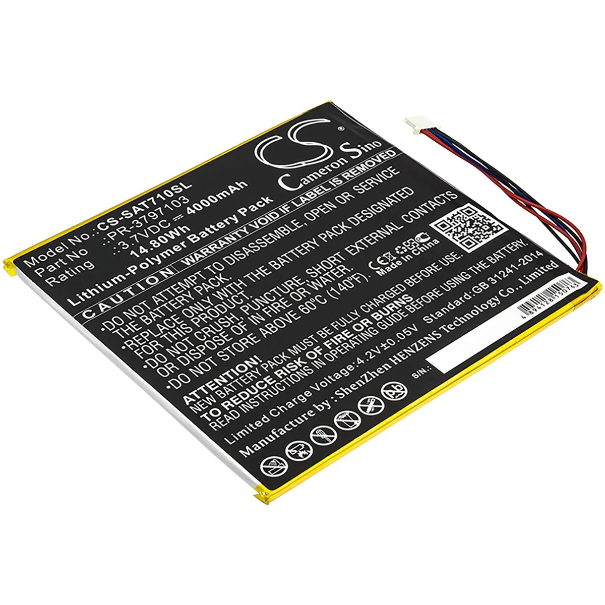 Cameron &amp; Co Cameron &amp; Co DS-CS-SAT710SL 3.7V 4000mAh 14.80Wh Li-Polymer battery black — product photo