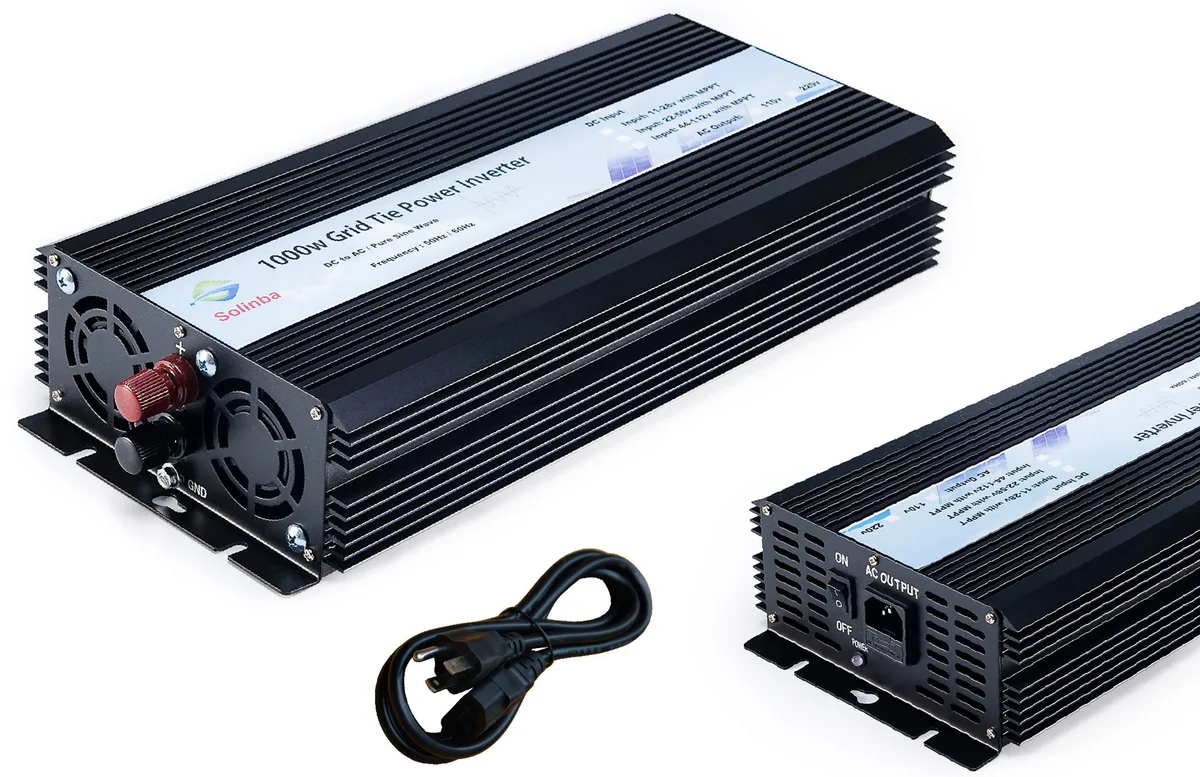 Solinba Inverter Solinba Inverter 1000W Grid-Tie DC11-28V AC90-130V 46-65Hz USA Plug Black — product photo