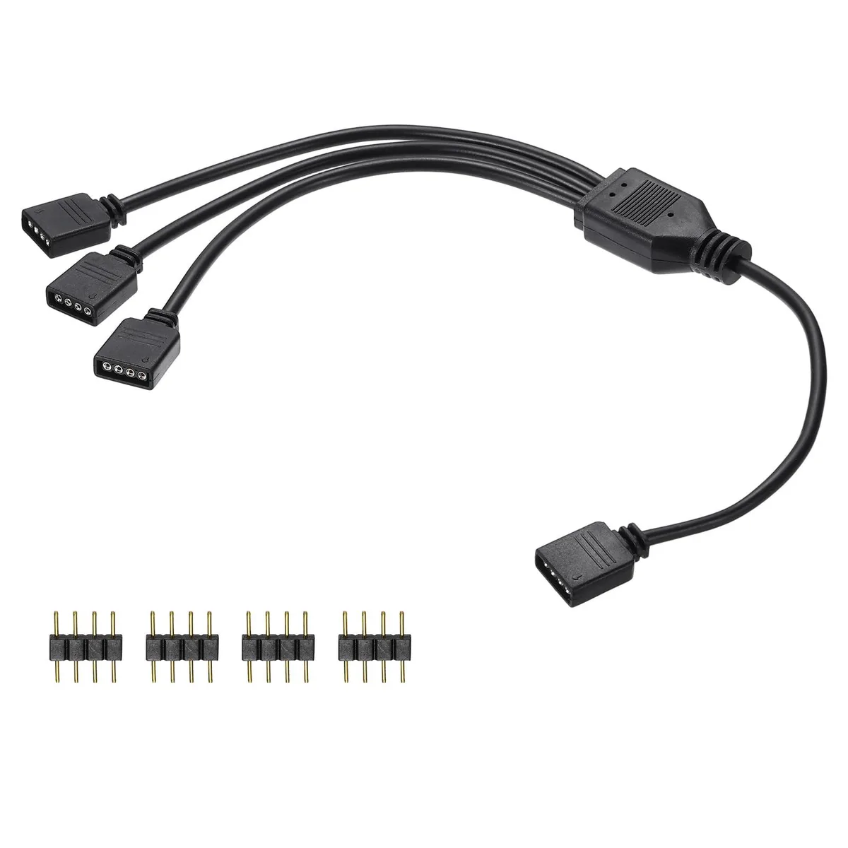  MECCANIXITY RGB Splitter Cable 12V 12" 4 Pin 1 to 3 Black — product photo