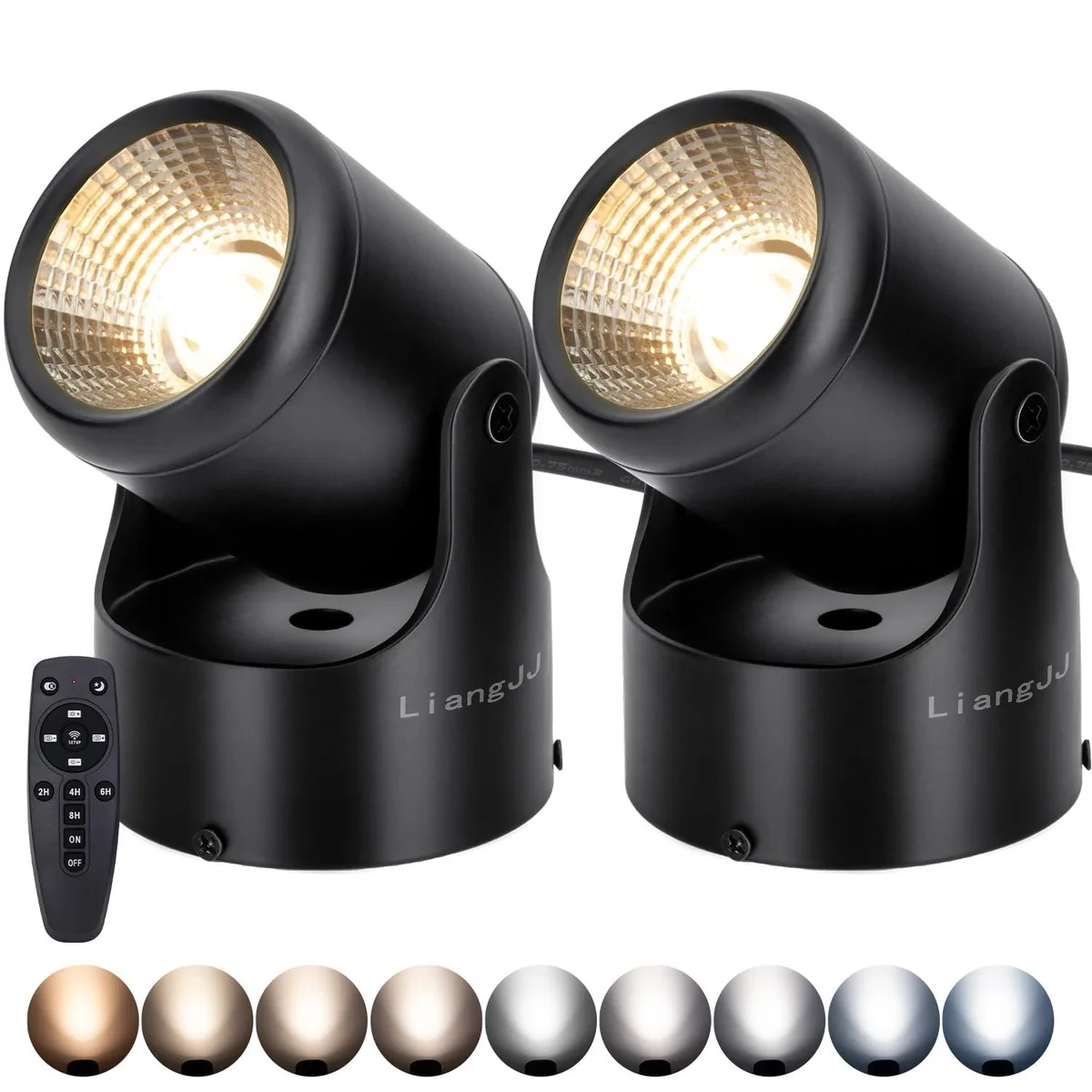 Two white acrylic uplights with clear prismatic glass, remote included